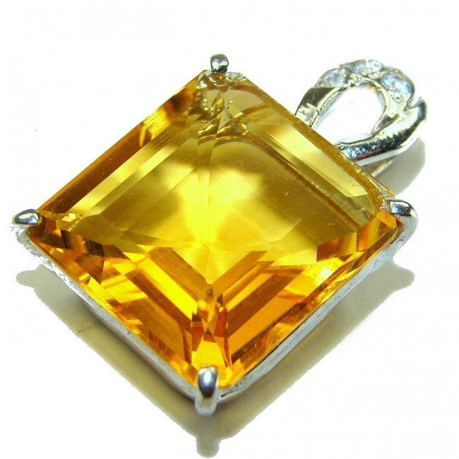 25.5 carat authentic Golden Topaz .925 Sterling Silver handcrafted pendant