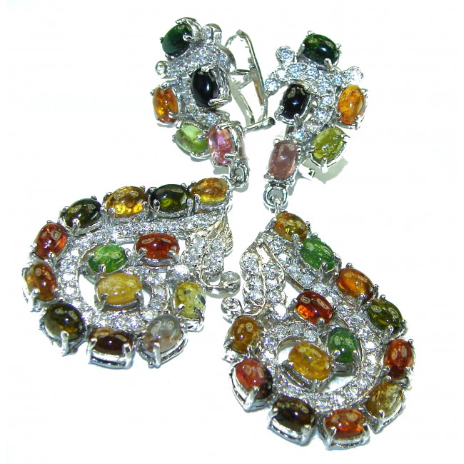 Sublime Brazailian Watermelon Tourmaline .925 Sterling Silver handmade Statement earrings