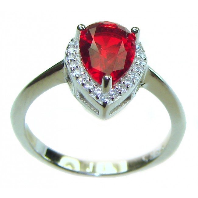 Red Brilliance 2.5 carat Ruby .925 Silver handcrafted Cocktail Ring s. 6 1/4