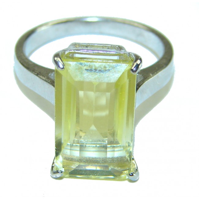 10.8 carat Genuine Lemon Quartz .925 Sterling Silver handcrafted ring size 7 1/2