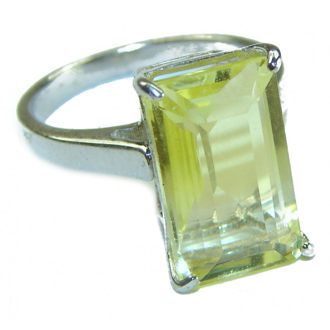 10.8 carat Genuine Lemon Quartz .925 Sterling Silver handcrafted ring size 7 1/2