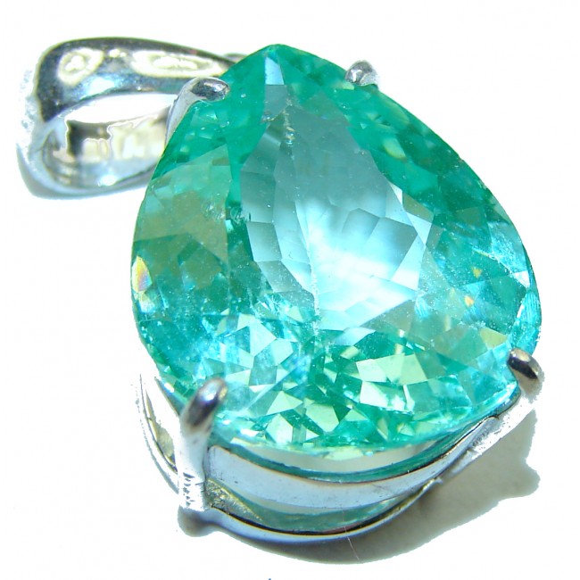 Luxurious 10.6 carat pear cut Apatite .925 Sterling Silver handmade Pendant