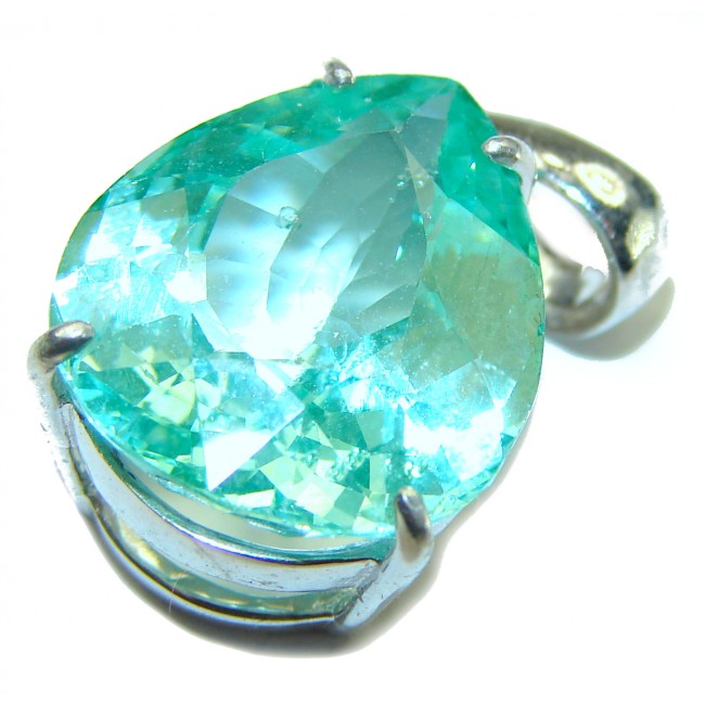 Luxurious 10.6 carat pear cut Apatite .925 Sterling Silver handmade Pendant