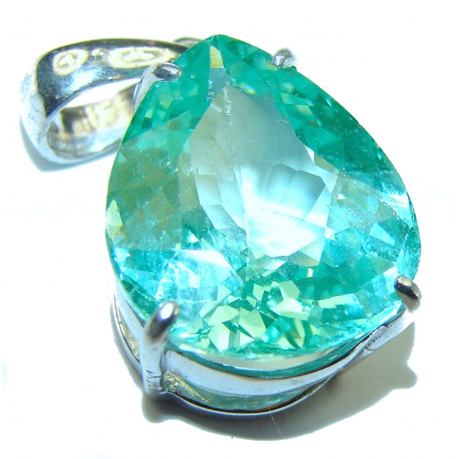 Luxurious 10.6 carat pear cut Apatite .925 Sterling Silver handmade Pendant