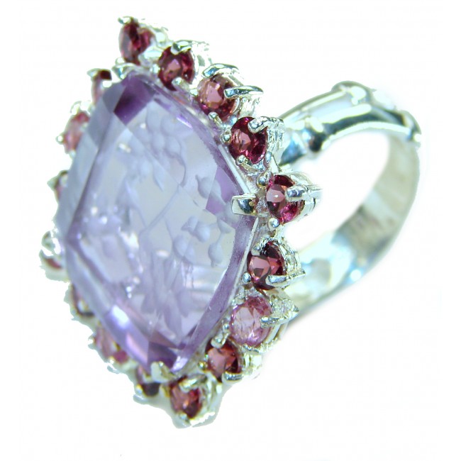 My Garden of Eden 25.5 carat Amethyst .925 Sterling Silver Handcrafted Large Ring size 8 1/4