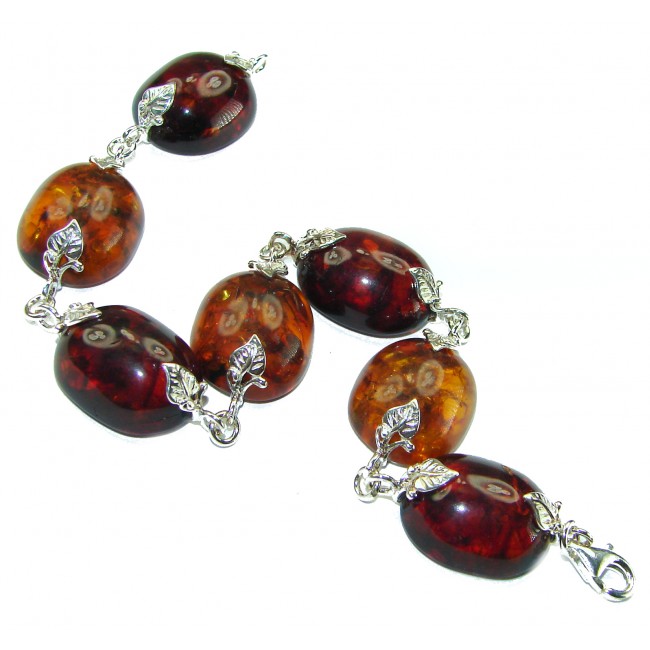 Cognac Color Beautiful Amber .925 Sterling Silver handcrafted Bracelet