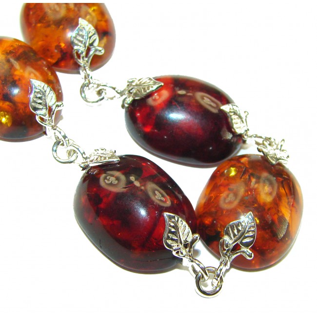 Cognac Color Beautiful Amber .925 Sterling Silver handcrafted Bracelet