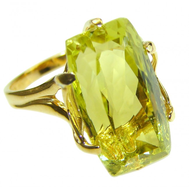 11.8 carat Genuine Lemon Quartz .925 Sterling Silver handcrafted ring size 9