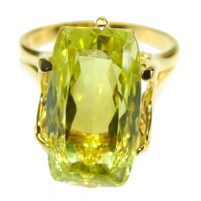 11.8 carat Genuine Lemon Quartz .925 Sterling Silver handcrafted ring size 9