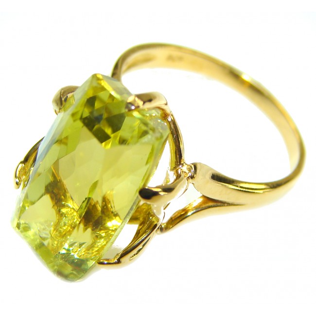 11.8 carat Genuine Lemon Quartz .925 Sterling Silver handcrafted ring size 9