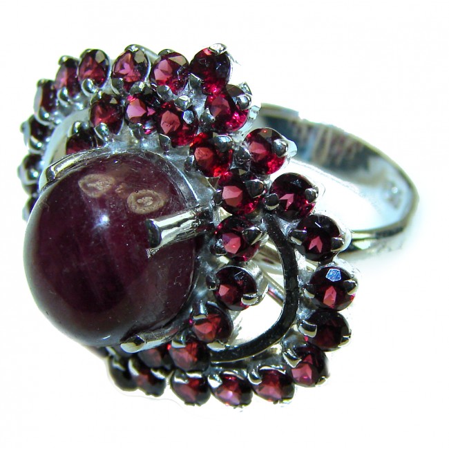 Precious Genuine Kasmir Star Ruby .925 Sterling Silver handmade ring size 7 3/4