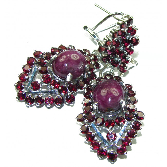 Scarlet Starlight Authentic Star Ruby .925 Sterling Silver handcrafted earrings