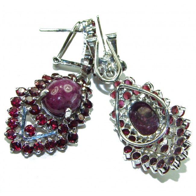 Scarlet Starlight Authentic Star Ruby .925 Sterling Silver handcrafted earrings