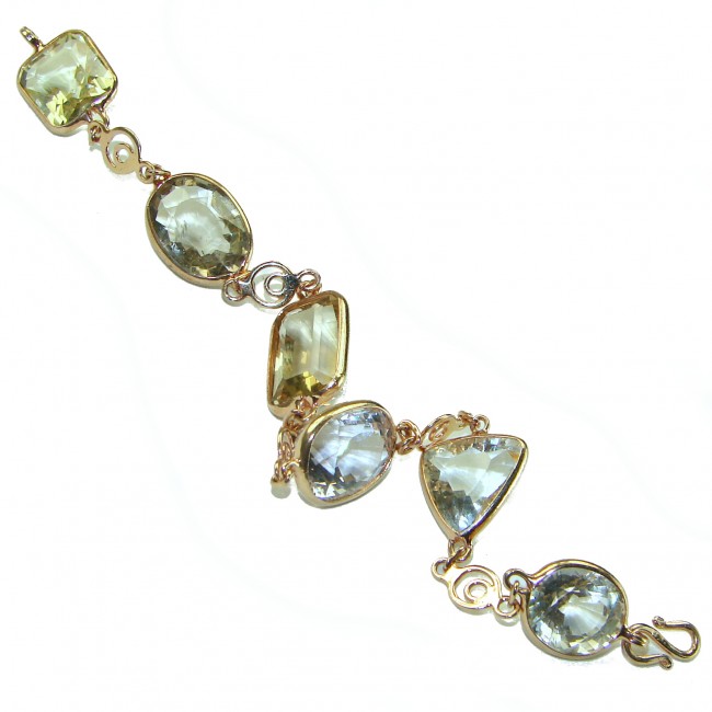 Tutti Frutti Mesmerizing Golden Topaz 14K Gold over .925 Sterling Silver handmade Bracelet