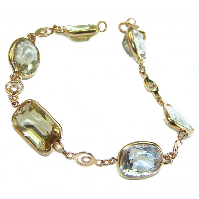 Tutti Frutti Mesmerizing Golden Topaz 14K Gold over .925 Sterling Silver handmade Bracelet