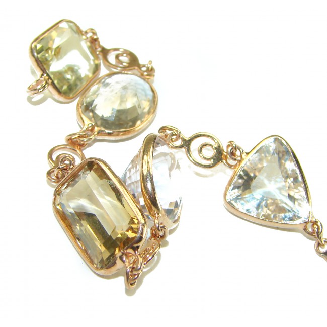 Tutti Frutti Mesmerizing Golden Topaz 14K Gold over .925 Sterling Silver handmade Bracelet