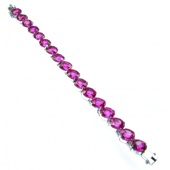 Luxurious Riviera Pink Sapphire .925 Sterling Silver handcrafted Bracelet