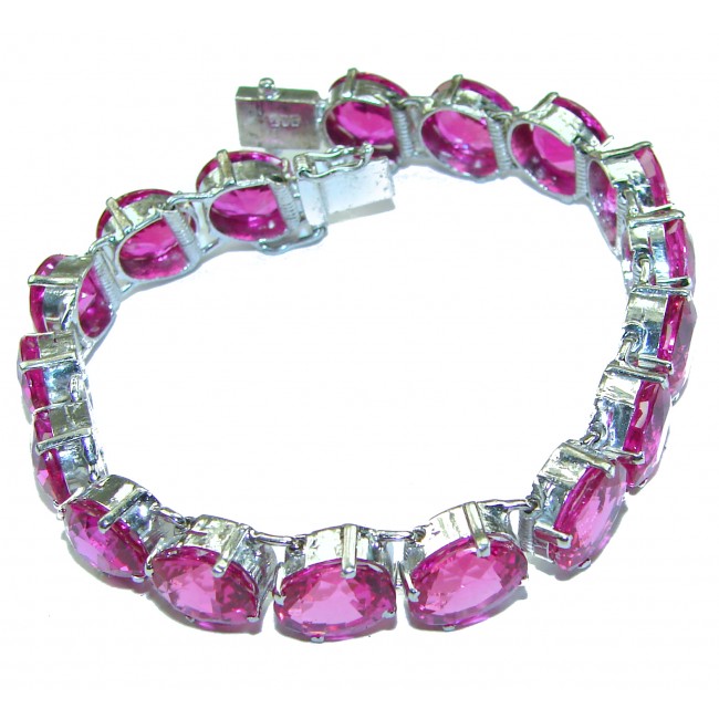 Luxurious Riviera Pink Sapphire .925 Sterling Silver handcrafted Bracelet