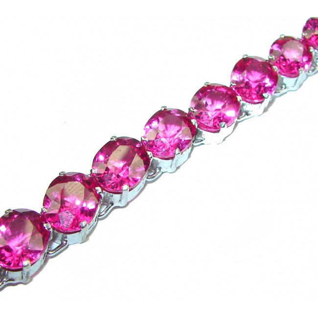 Luxurious Riviera Pink Sapphire .925 Sterling Silver handcrafted Bracelet