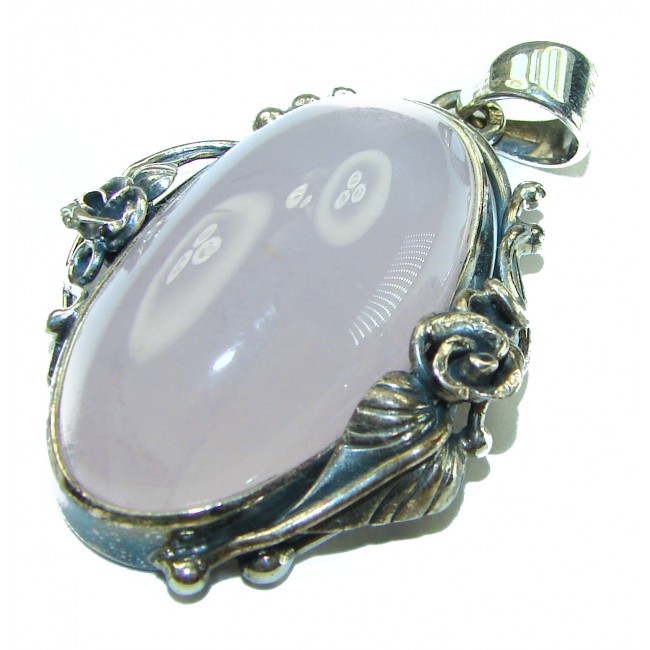 Vintage Beauty quality Rose Quartz .925 Sterling Silver handmade Pendant