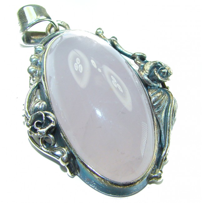 Vintage Beauty quality Rose Quartz .925 Sterling Silver handmade Pendant