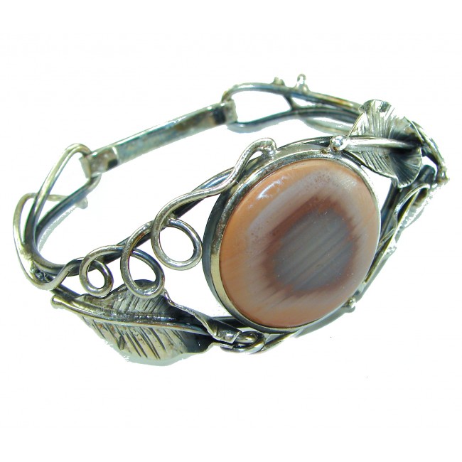 Nature inspired design Quality Imperial Jasper .925 Sterling Silver Bracelet