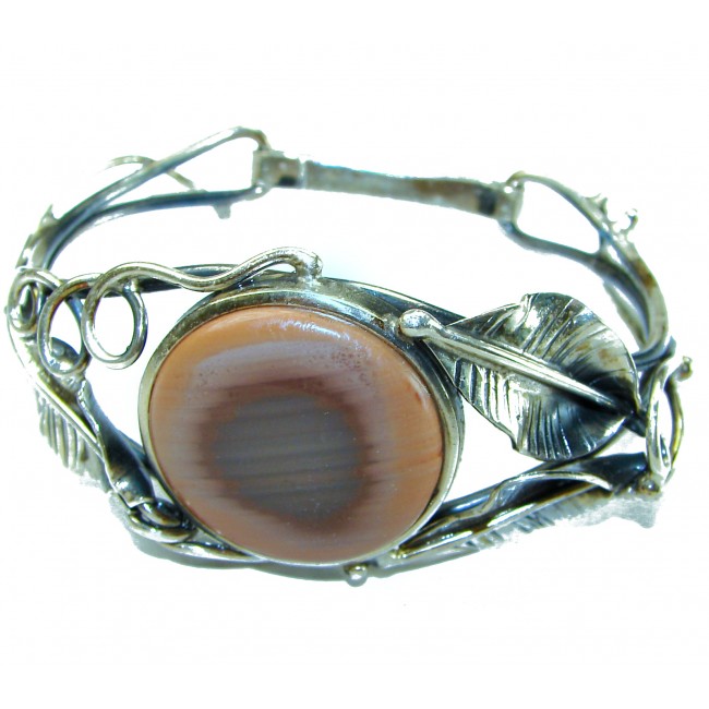 Nature inspired design Quality Imperial Jasper .925 Sterling Silver Bracelet