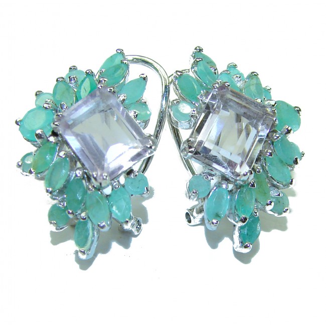 Natural Green Amethyst Emerals .925 Sterling Silver handcrafted Earrings