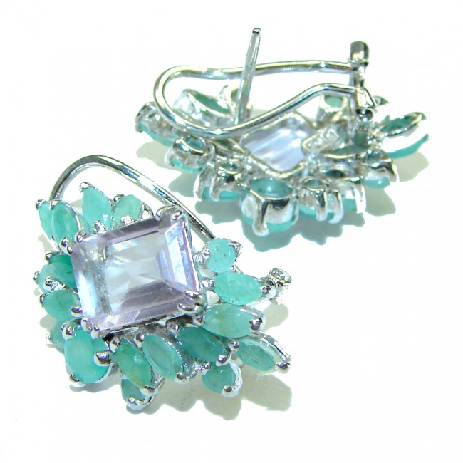 Natural Green Amethyst Emerals .925 Sterling Silver handcrafted Earrings