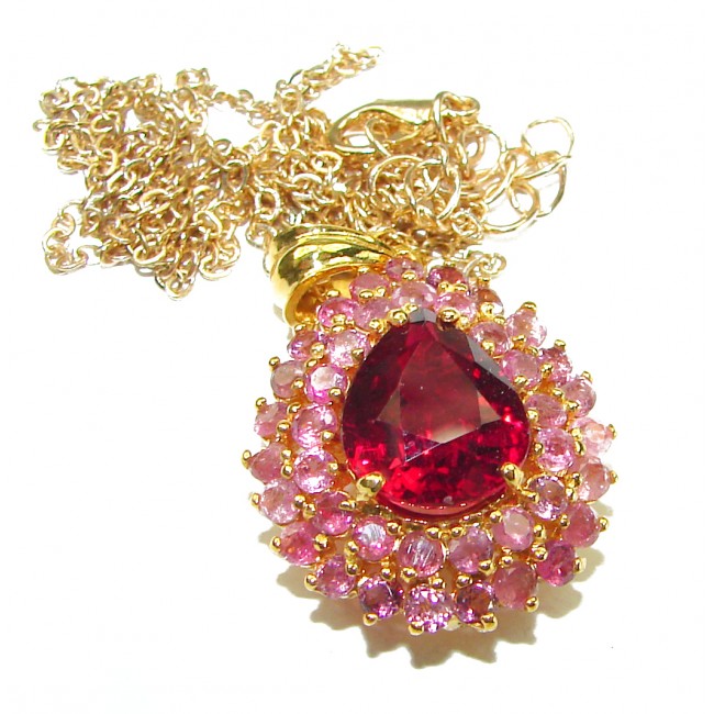 Timeless Treasure Red Topaz 10K Gold over .925 Sterling Silver handcrafted necklace