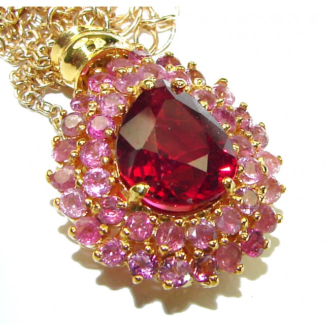 Timeless Treasure Red Topaz 10K Gold over .925 Sterling Silver handcrafted necklace