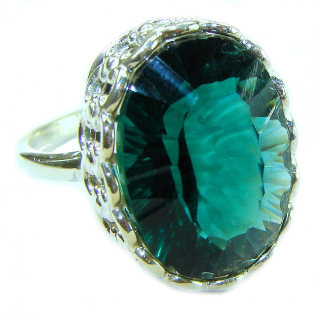 Timless Beauty 12.5 carat Helenite .925 Sterling Silver handmade Ring s. 8