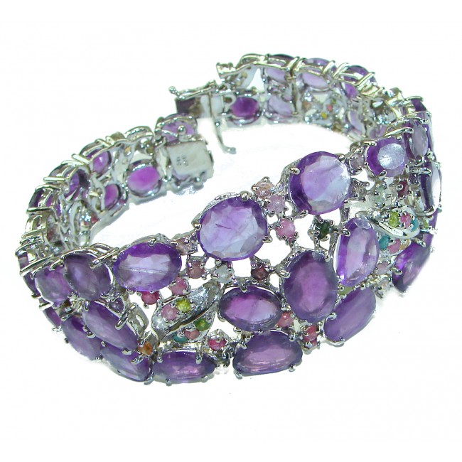 154 carat Truly Spectacular Amethyst .925 Sterling Silver handmade Statement Bracelet