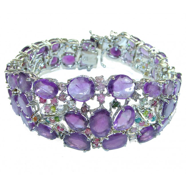 154 carat Truly Spectacular Amethyst .925 Sterling Silver handmade Statement Bracelet