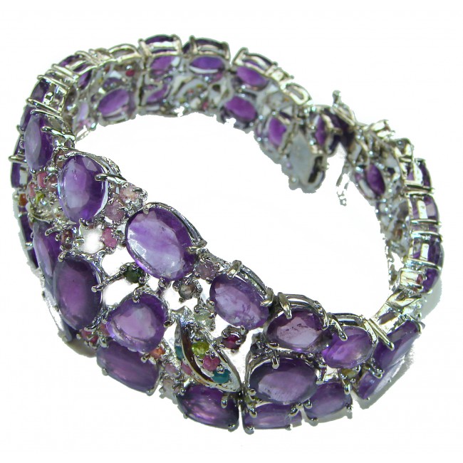 154 carat Truly Spectacular Amethyst .925 Sterling Silver handmade Statement Bracelet