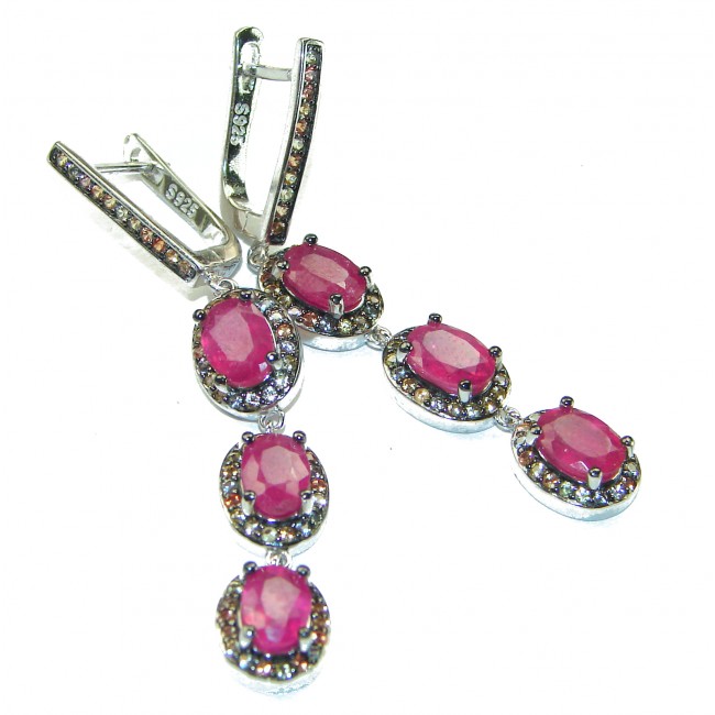 Real Beauty authentic Ruby .925 Sterling Silver handcrafted earrings