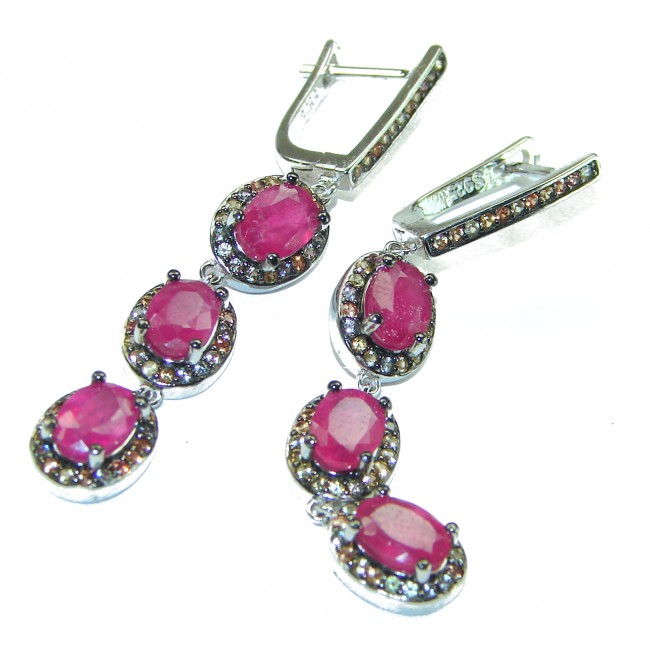 Real Beauty authentic Ruby .925 Sterling Silver handcrafted earrings