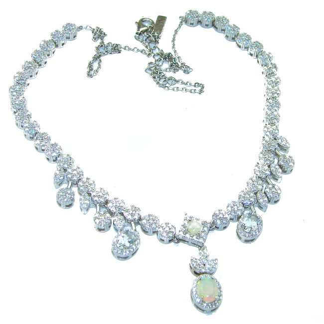 Real Masterpiece Natural Ethiopian Opal .925 Sterling Silver handcrafted Necklace