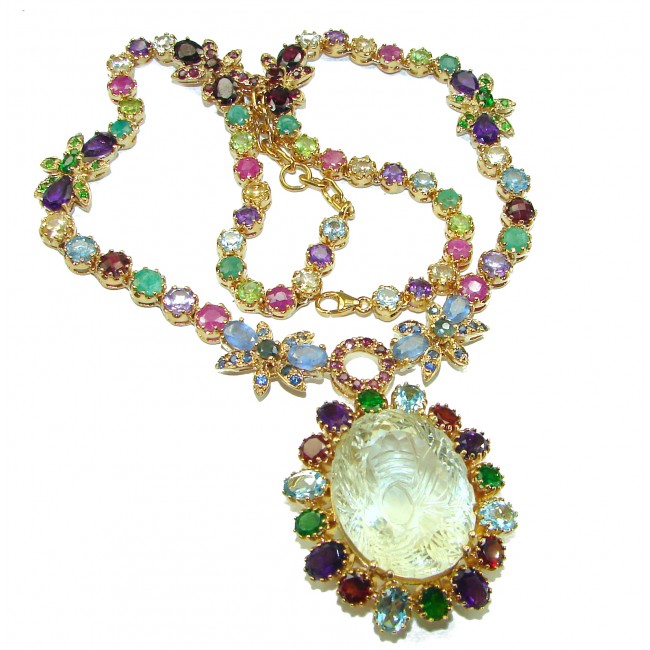 Exquisite Beauty authentic Lemon Quartz 14L Gold over .925 Sterling Silver handcrafted necklace