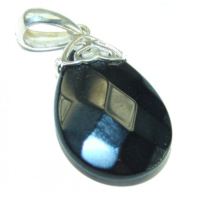 Perfect quality Black Onyx .925 Sterling Silver Handmade Pendant