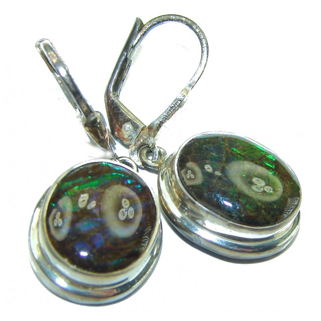 Sublime Aura Canadian Fire Ammolite .925 Sterling Silver handmade earrings