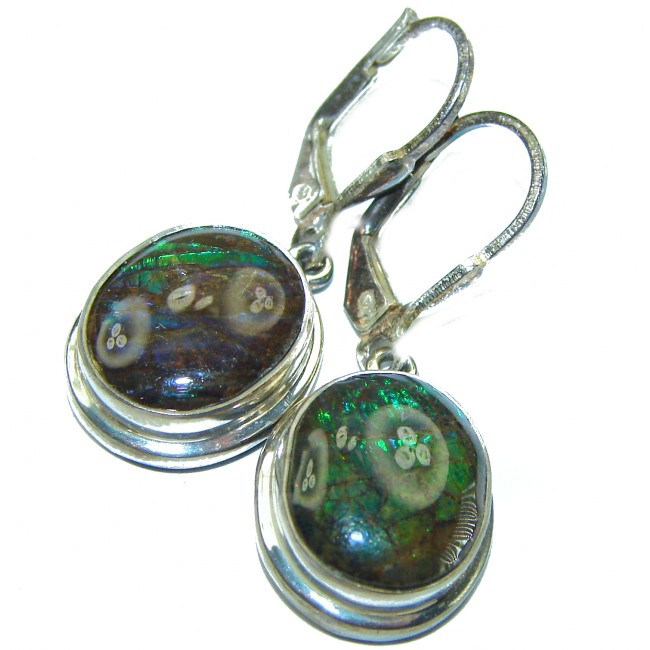 Sublime Aura Canadian Fire Ammolite .925 Sterling Silver handmade earrings