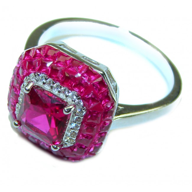 Red Brilliance 4.5 carat Ruby .925 Silver handcrafted Ring s. 7