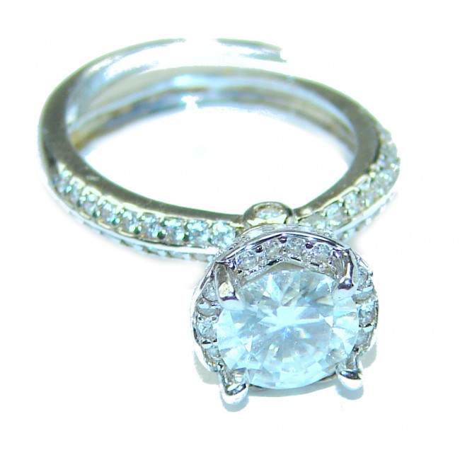 3.5 carat White Topaz .925 Sterling Silver handcrafted ring size 8 adjustable