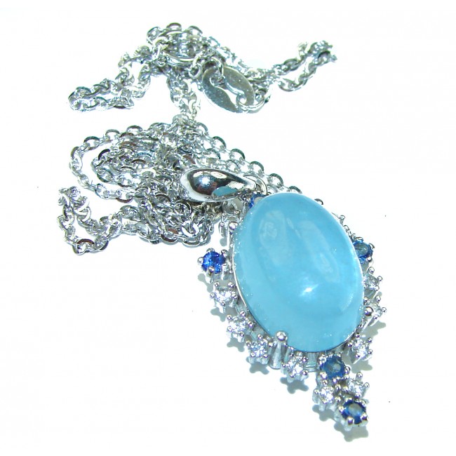 Bianca authentic Aquamarine Sapphire .925 Sterling Silver handcrafted necklace