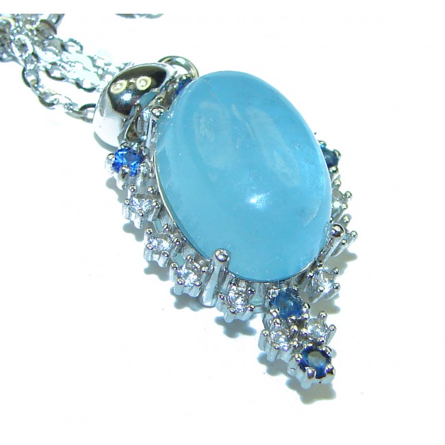 Bianca authentic Aquamarine Sapphire .925 Sterling Silver handcrafted necklace