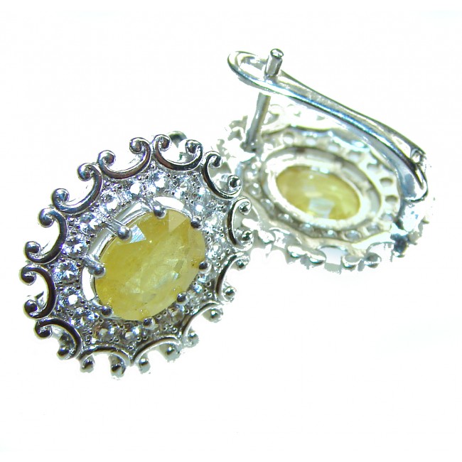 5.5 carat Yellow Sapphire .925 Sterling Silver handcrafted earrings