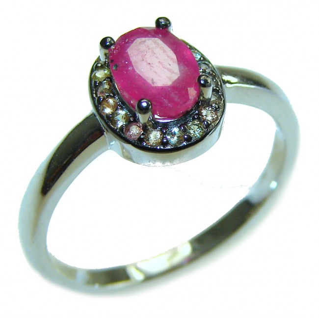 Red Treasure 3.5 carat Ruby .925 Silver handcrafted Ring s. 8