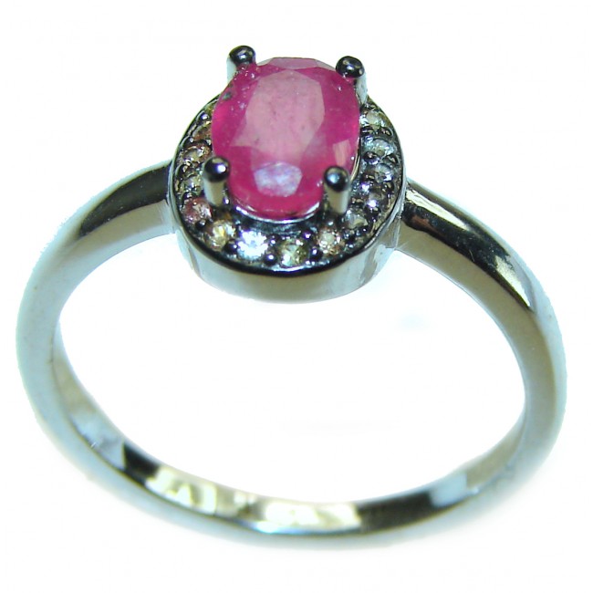 Red Treasure 3.5 carat Ruby .925 Silver handcrafted Ring s. 8