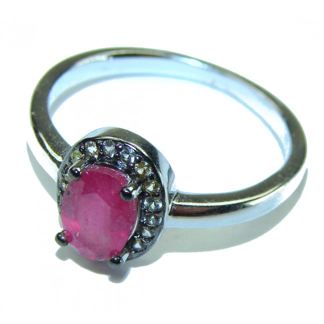 Red Treasure 3.5 carat Ruby .925 Silver handcrafted Ring s. 8